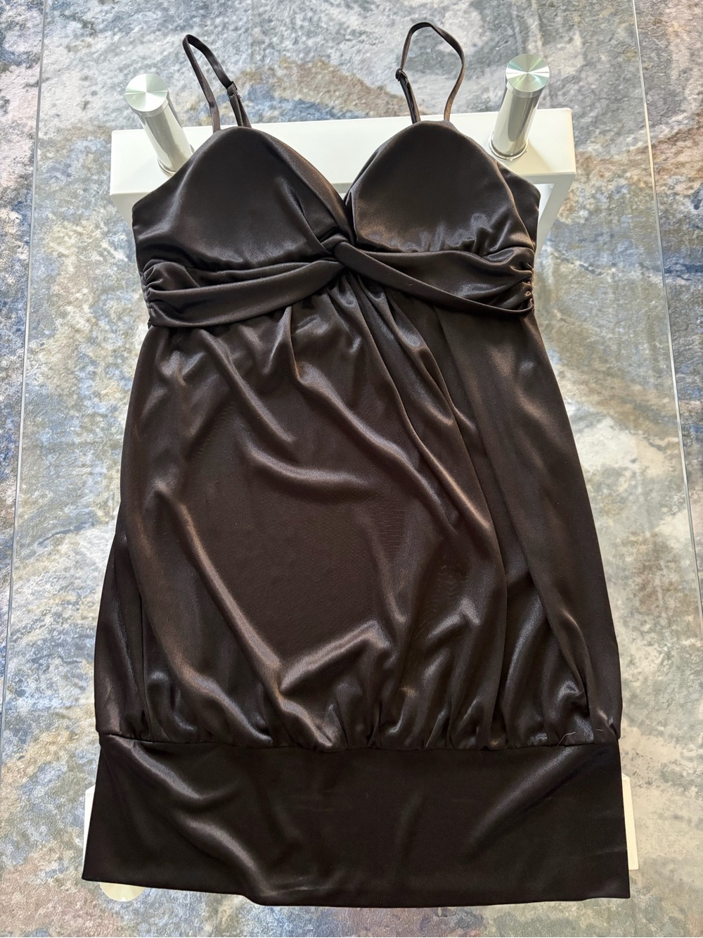 Forever 21 Black Satin Knot-Front Slip Dress